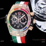 Copy Hublot Big Bang Unico King Gold Rainbow Gem-Encrusted Chrono Watch